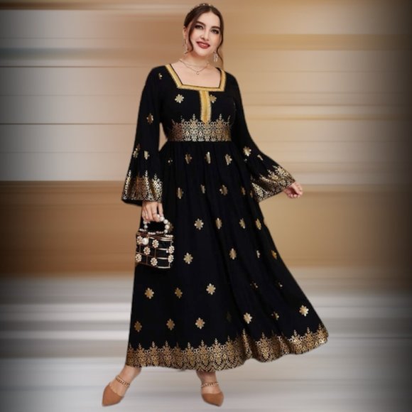 Floral Print Trumpet Sleeve Dress main image 0